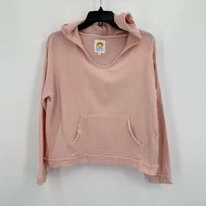 C&C California Gauzy Hoodie Womens Small Pink Lightweight Summer Beach Pool